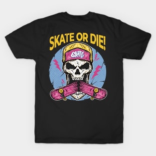 Skull Skate Design “Skate or die” T-Shirt